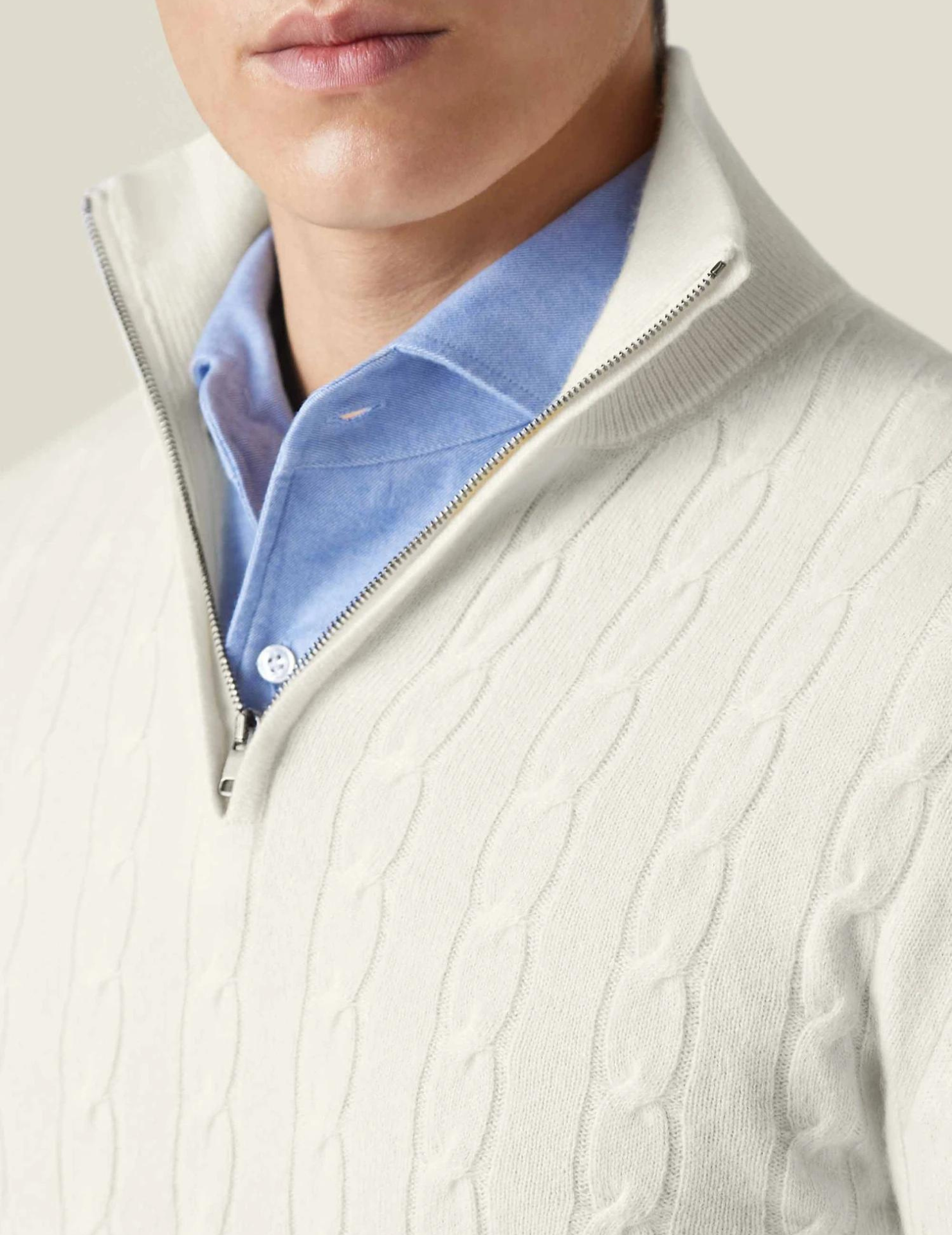 Image of Frederick | Men's Half-Zip Cable Knit Sweater