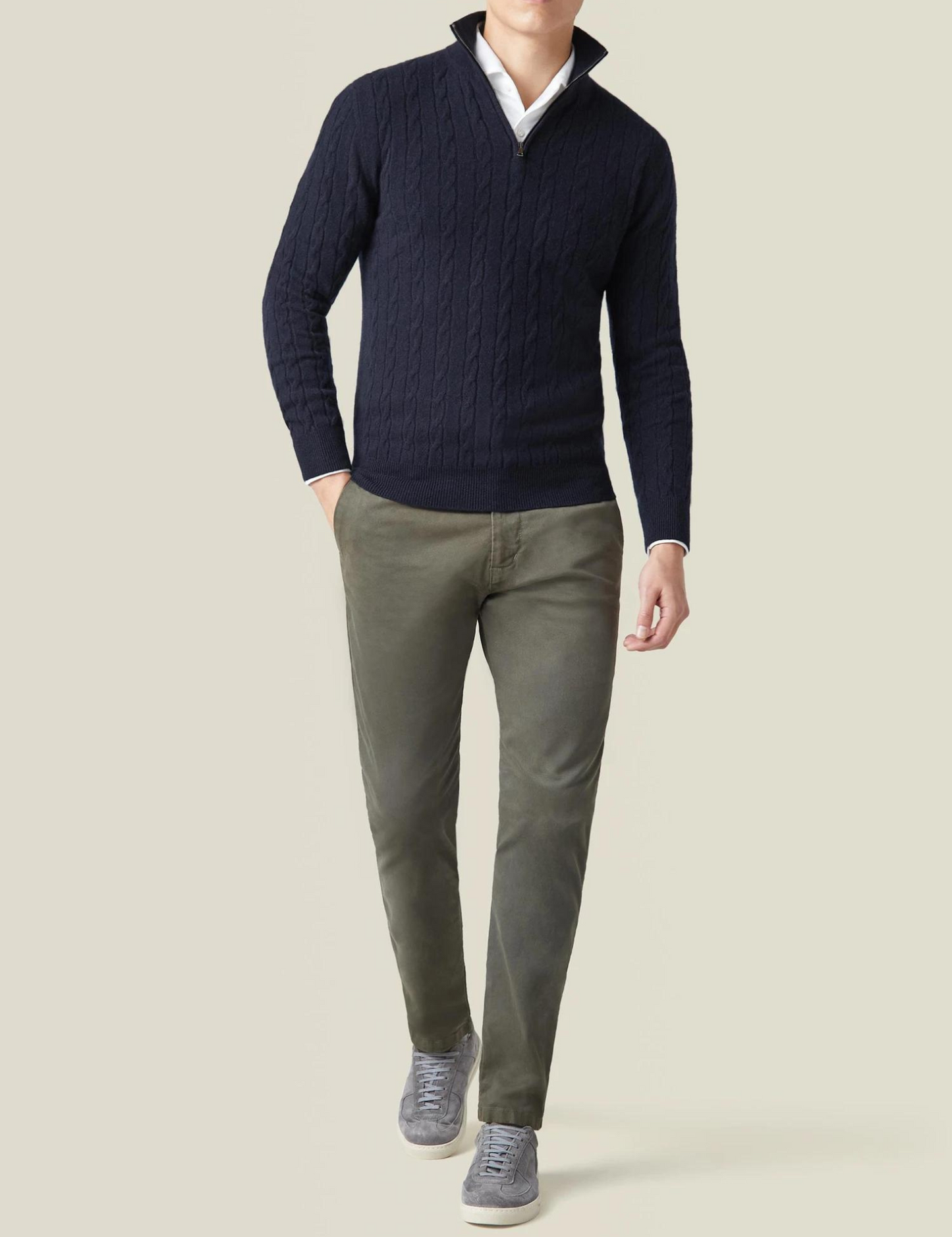 Image of Frederick | Men's Half-Zip Cable Knit Sweater
