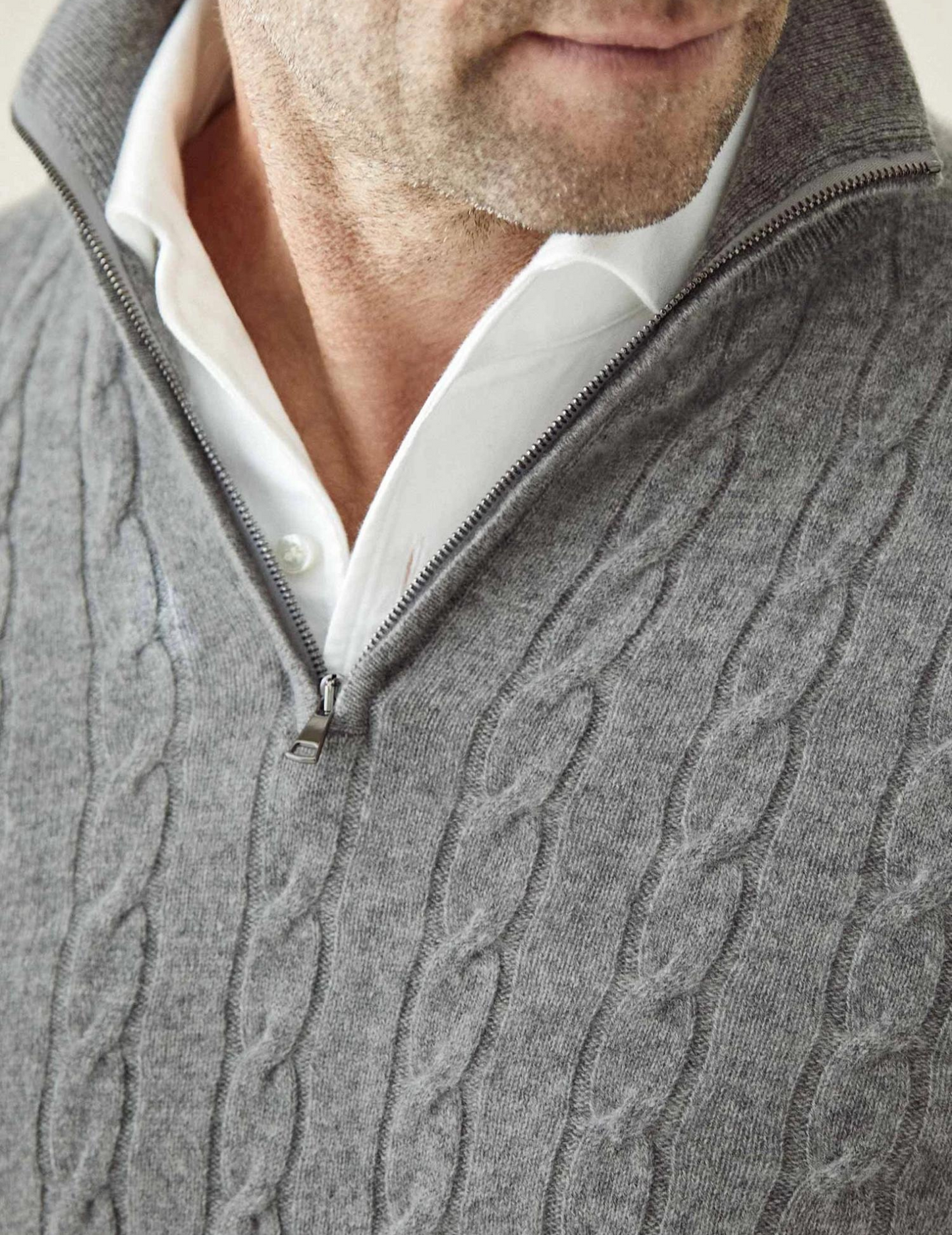 Image of Frederick | Men's Half-Zip Cable Knit Sweater