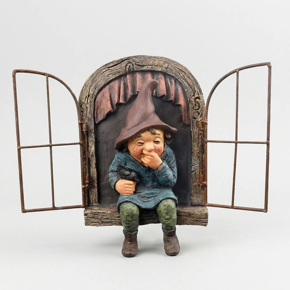 Funny Garden Gnome Ornament with Window Motif