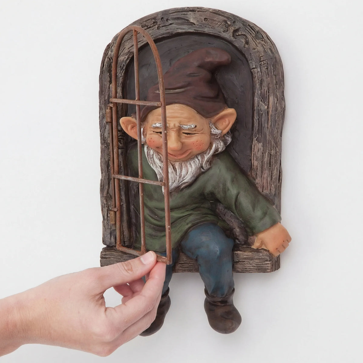 Funny Garden Gnome Ornament with Window Motif