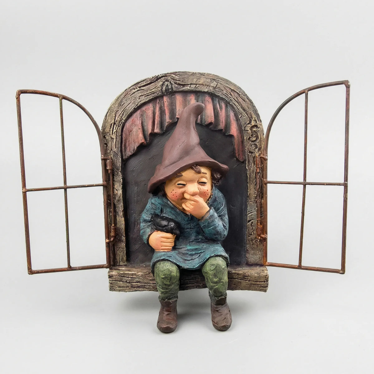 Funny Garden Gnome Ornament with Window Motif