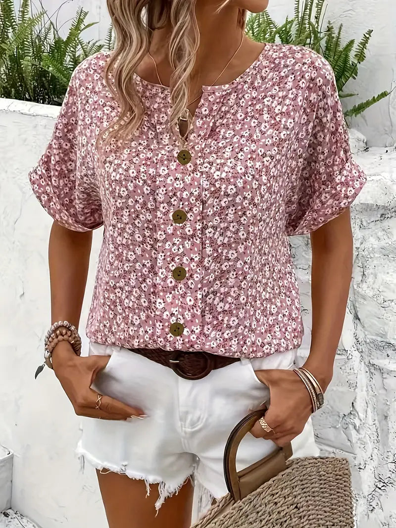Image of Gail | Women's Button-Down Floral Blouse