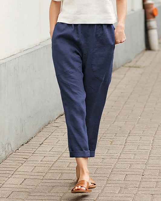 Image of Gail | Women's Cropped Elastic Waist Trousers