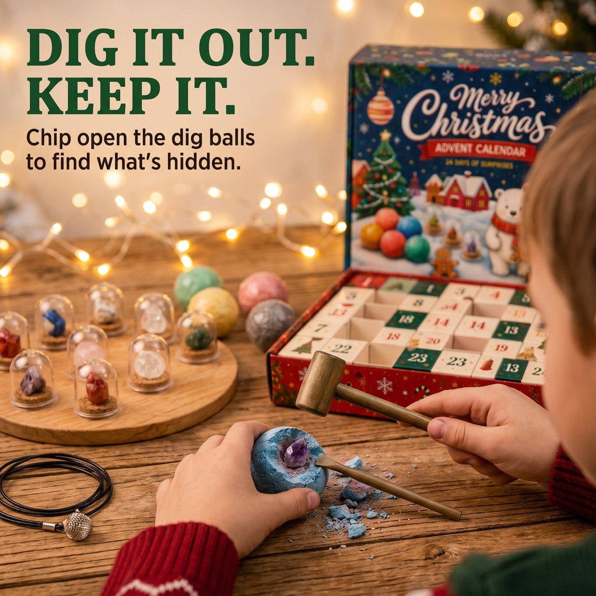 Gemstone Dig Advent Calendar for Kids, 24 Days of Digging and Discovery