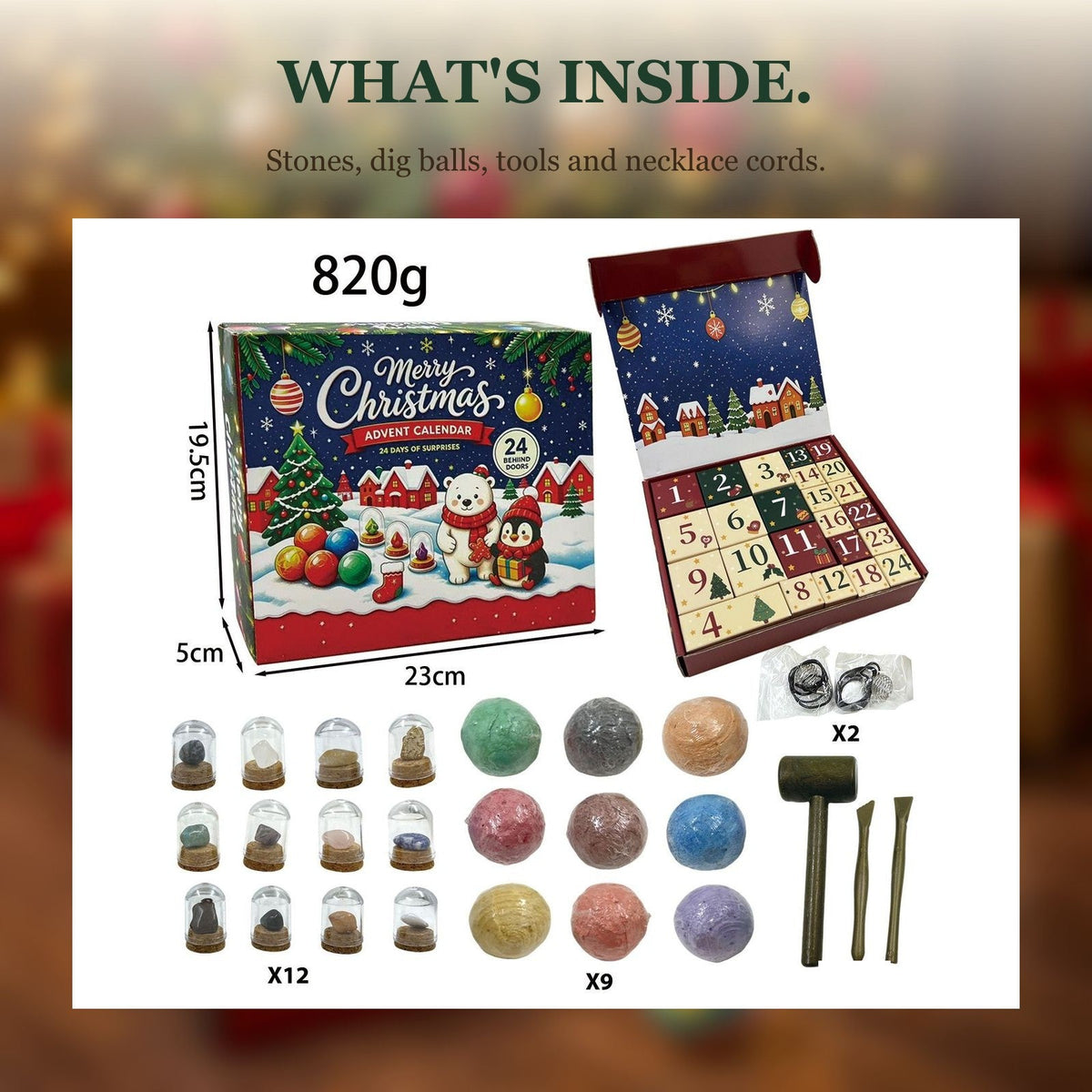 Gemstone Dig Advent Calendar for Kids, 24 Days of Digging and Discovery