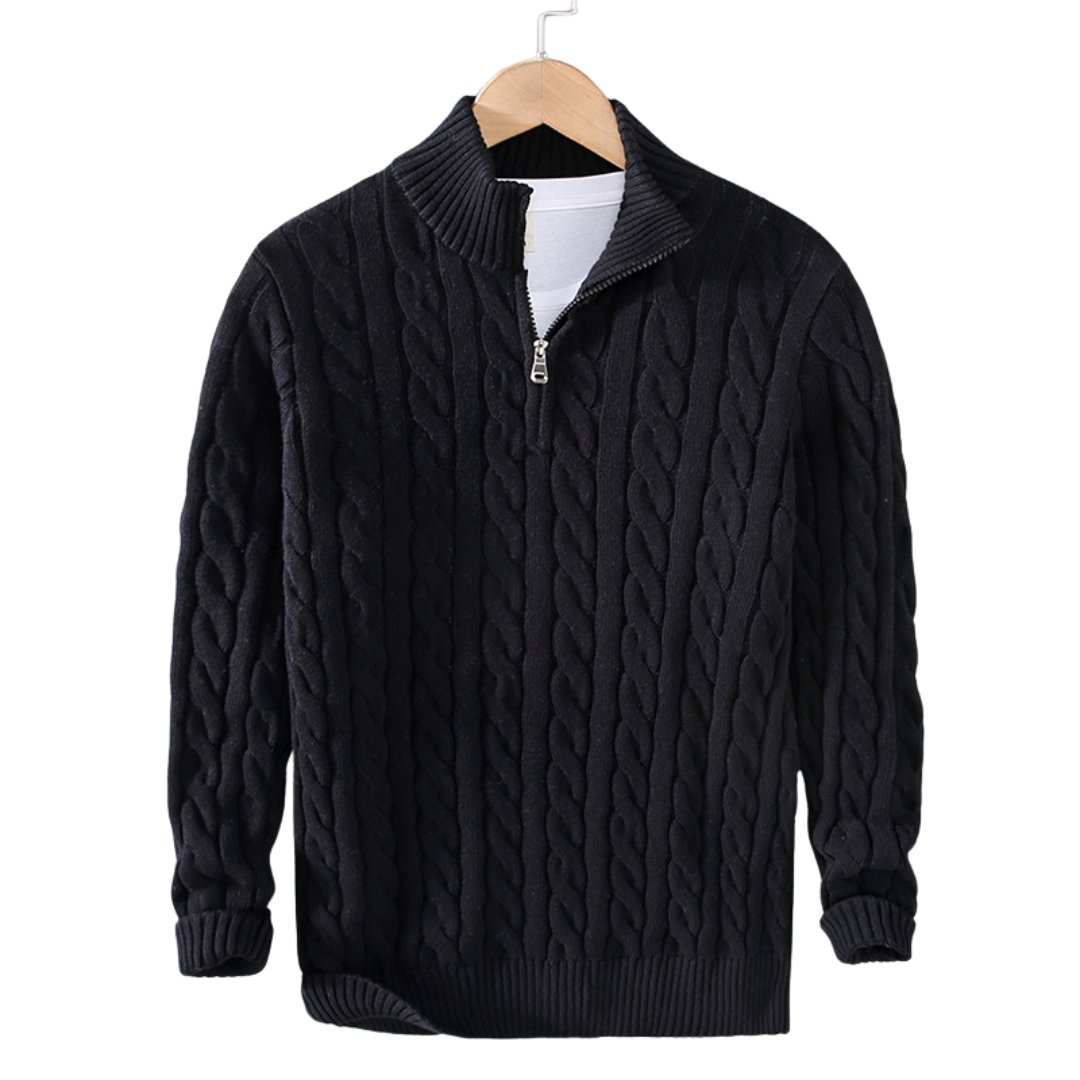 Image of George | Men's Half-Zip Cable Knit Sweater