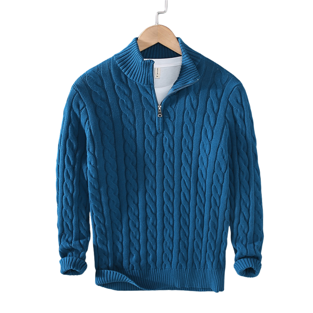 Image of George | Men's Half-Zip Cable Knit Sweater