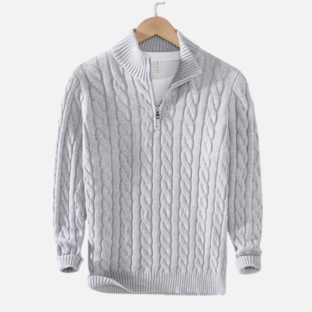 Image of George | Men's Half-Zip Cable Knit Sweater