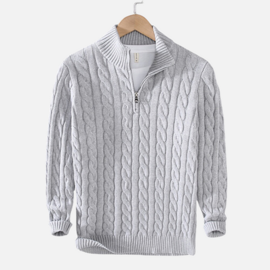 Image of George | Men's Half-Zip Cable Knit Sweater