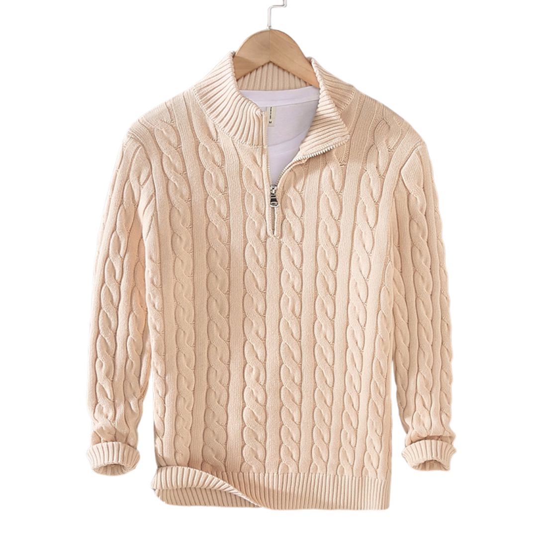Image of George | Men's Half-Zip Cable Knit Sweater