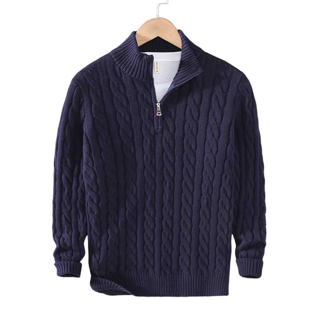 Image of George | Men's Half-Zip Cable Knit Sweater