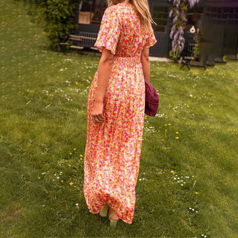 Image of Georgia | Women's V-Neck Wrap Maxi Dress