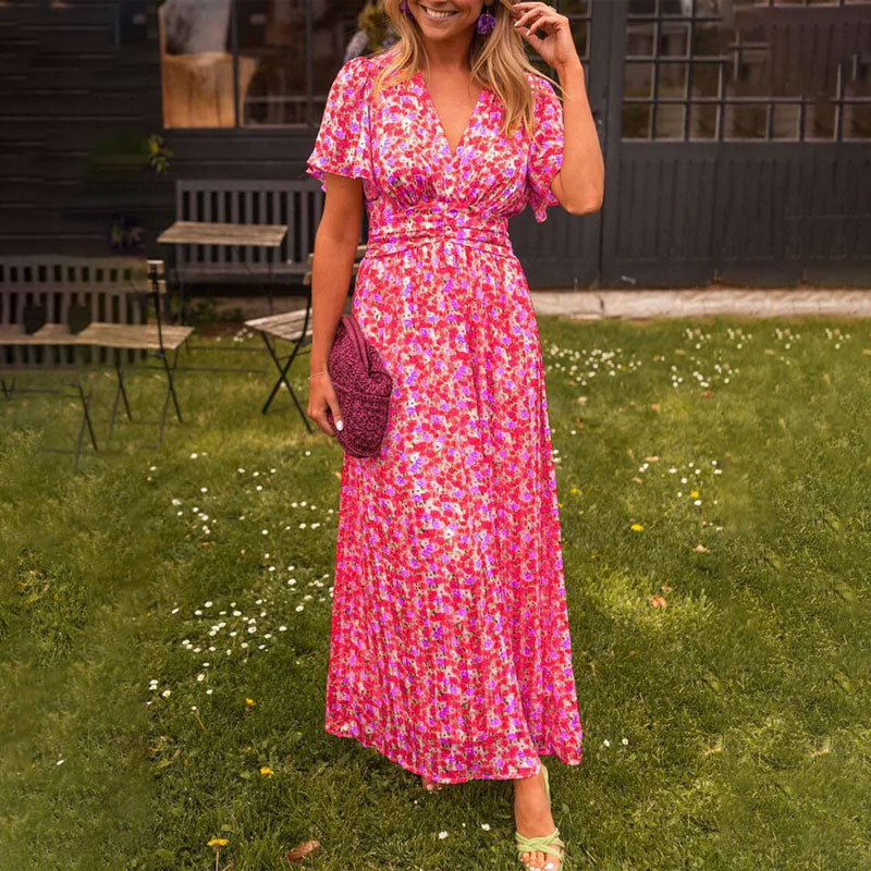 Image of Georgia | Women's V-Neck Wrap Maxi Dress