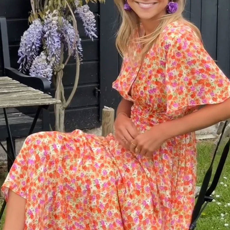Image of Georgia | Women's V-Neck Wrap Maxi Dress
