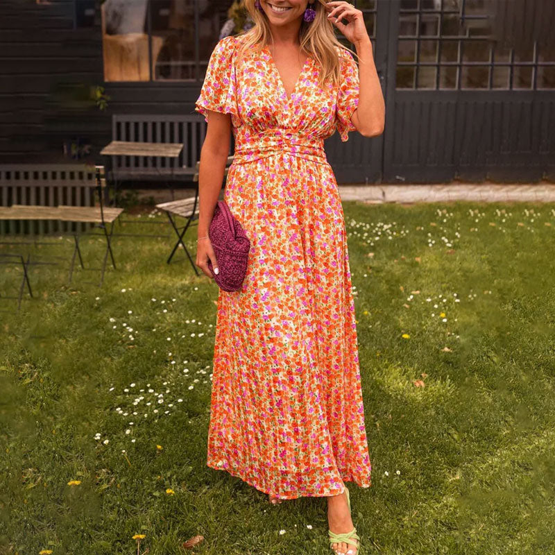 Image of Georgia | Women's V-Neck Wrap Maxi Dress