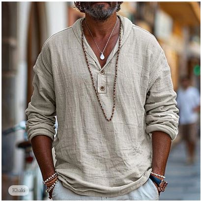 Image of Gideon | Men's Long Sleeve Henley Casual Shirt