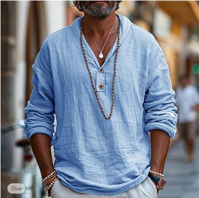 Image of Gideon | Men's Long Sleeve Henley Casual Shirt