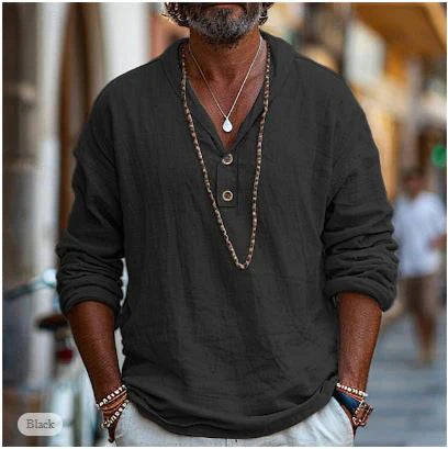 Image of Gideon | Men's Long Sleeve Henley Casual Shirt