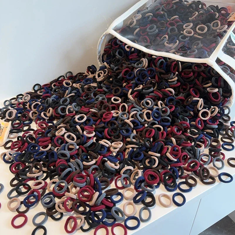 Girls' 50-Piece Colorful Soft Nylon Hair Ties - No-Snag Elastic Bands