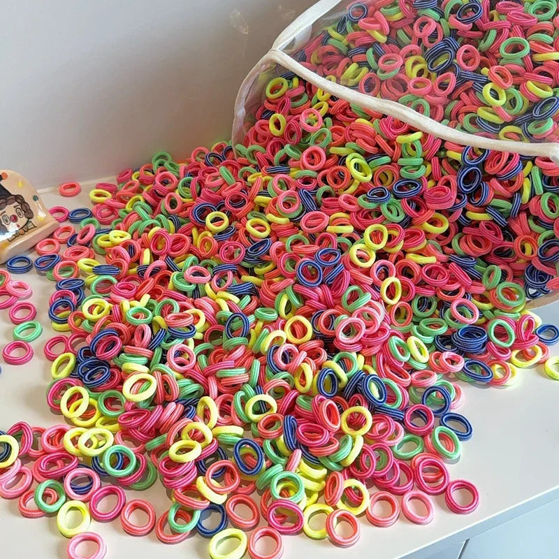 Girls' 50-Piece Colorful Soft Nylon Hair Ties - No-Snag Elastic Bands