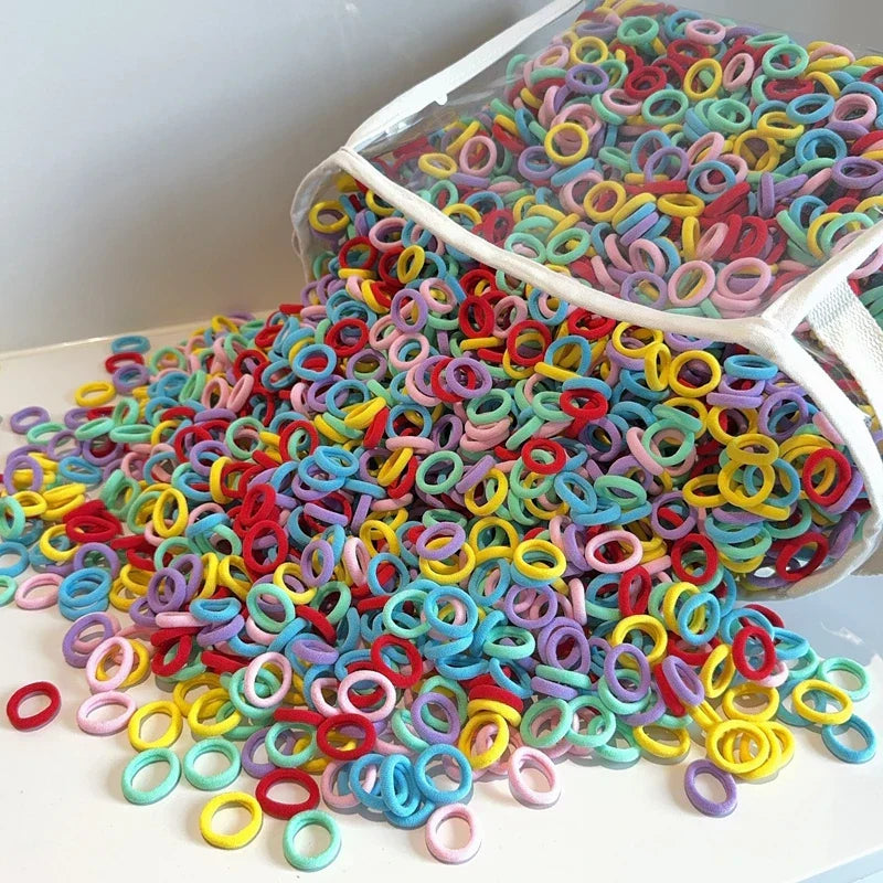 Girls' 50-Piece Colorful Soft Nylon Hair Ties - No-Snag Elastic Bands