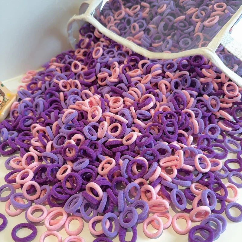 Girls' 50-Piece Colorful Soft Nylon Hair Ties - No-Snag Elastic Bands