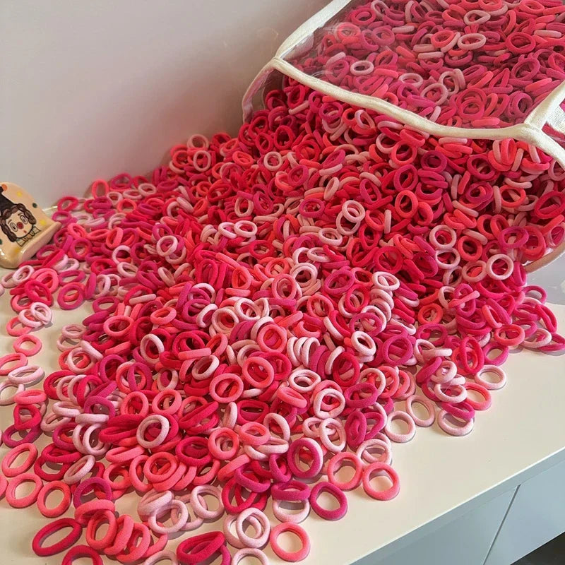 Girls' 50-Piece Colorful Soft Nylon Hair Ties - No-Snag Elastic Bands