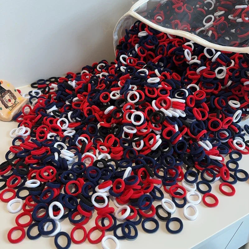 Girls' 50-Piece Colorful Soft Nylon Hair Ties - No-Snag Elastic Bands