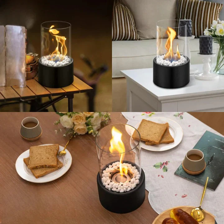 GlowEdge | Portable Glass Fireplace for Modern Indoor & Outdoor Ambience
