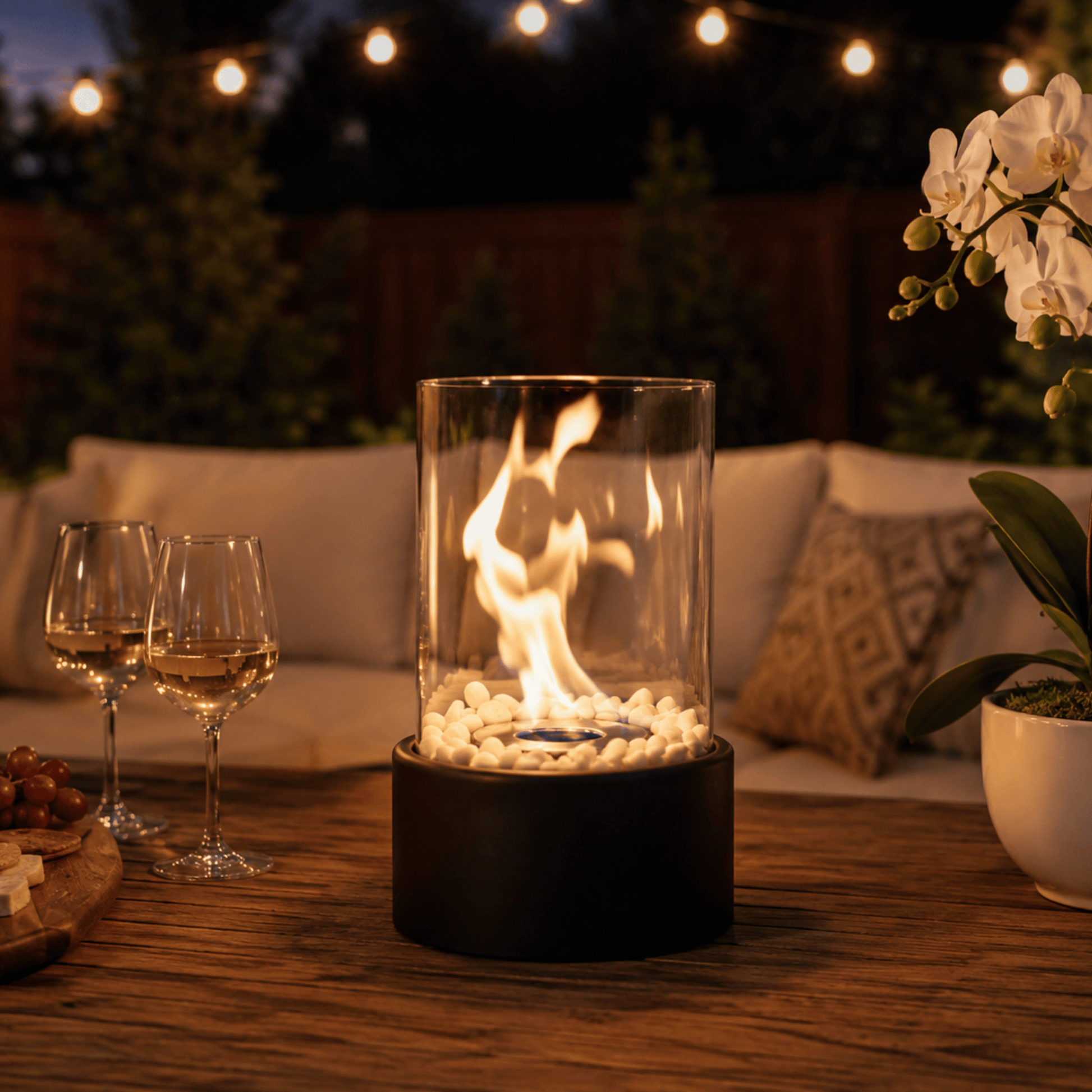 GlowEdge | Portable Glass Fireplace for Modern Indoor & Outdoor Ambience