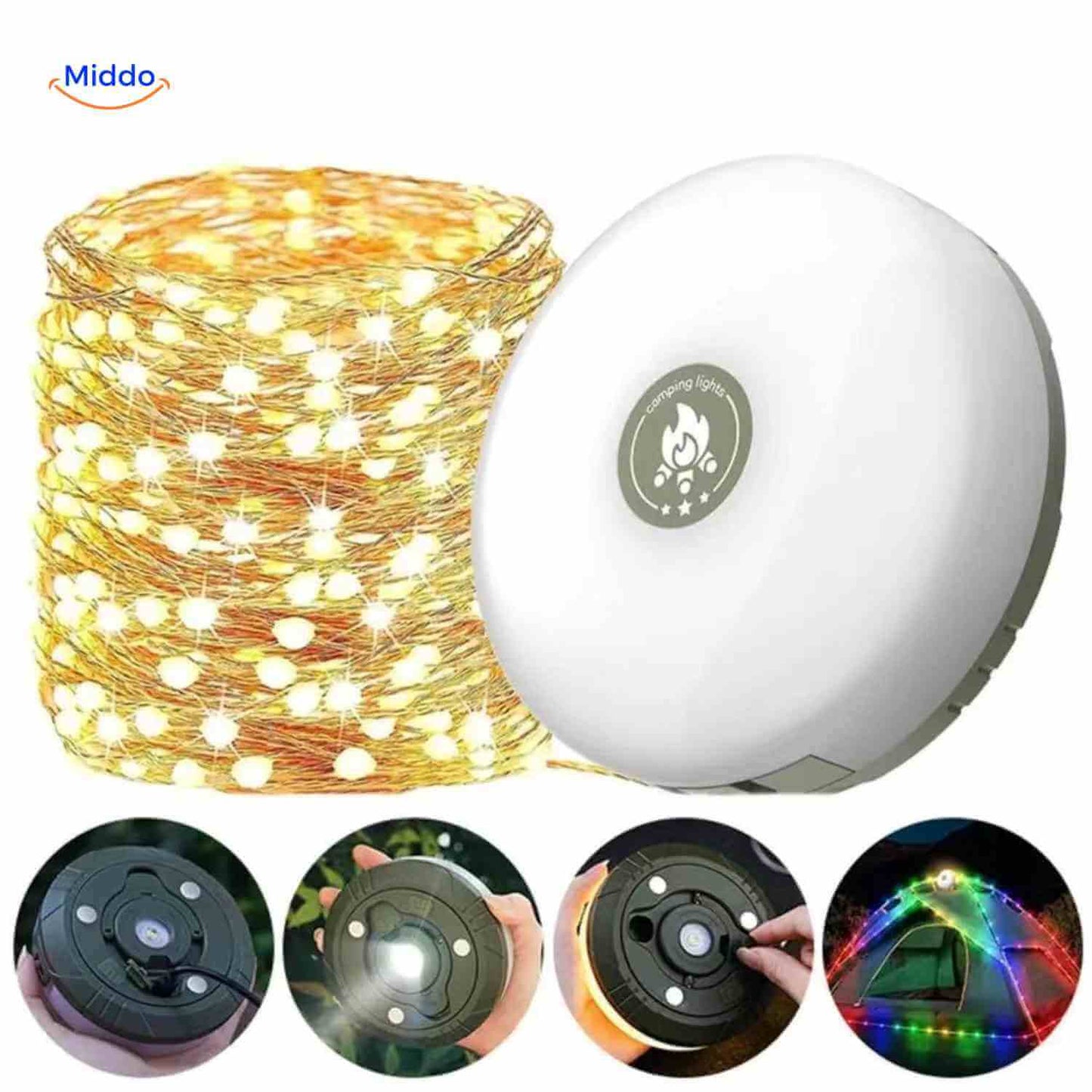 GlowMate™ Lamp | Ambient Light, String Light, and Power Bank for Outdoors