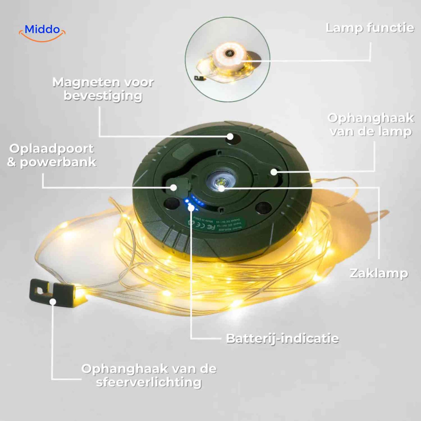 GlowMate™ Lamp | Ambient Light, String Light, and Power Bank for Outdoors