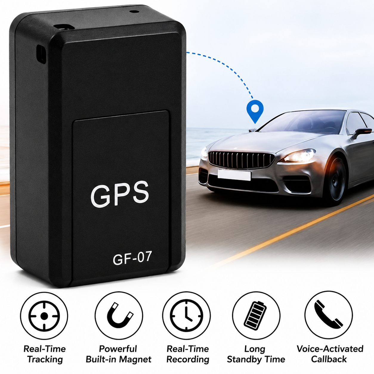 GPS Tracker | Mini GPS Tracker without Subscription | Real-Time Location | Magnetic & Discreet | Locaro