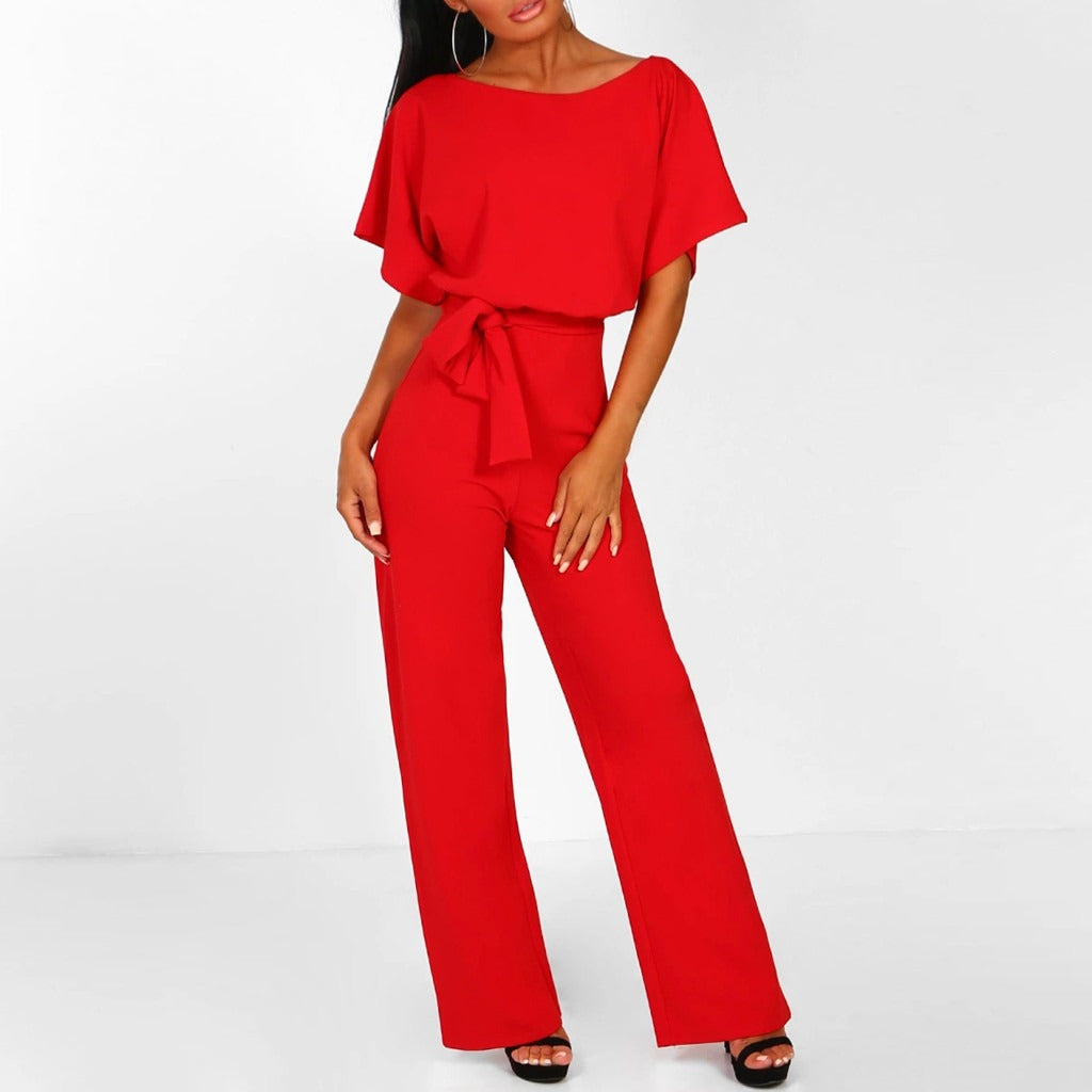 Image of Grace | Women's Wide Leg Belted Jumpsuit