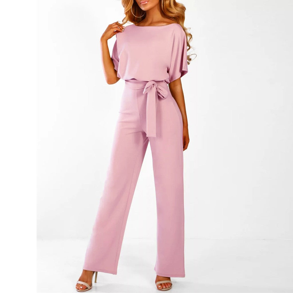 Image of Grace | Women's Wide Leg Belted Jumpsuit