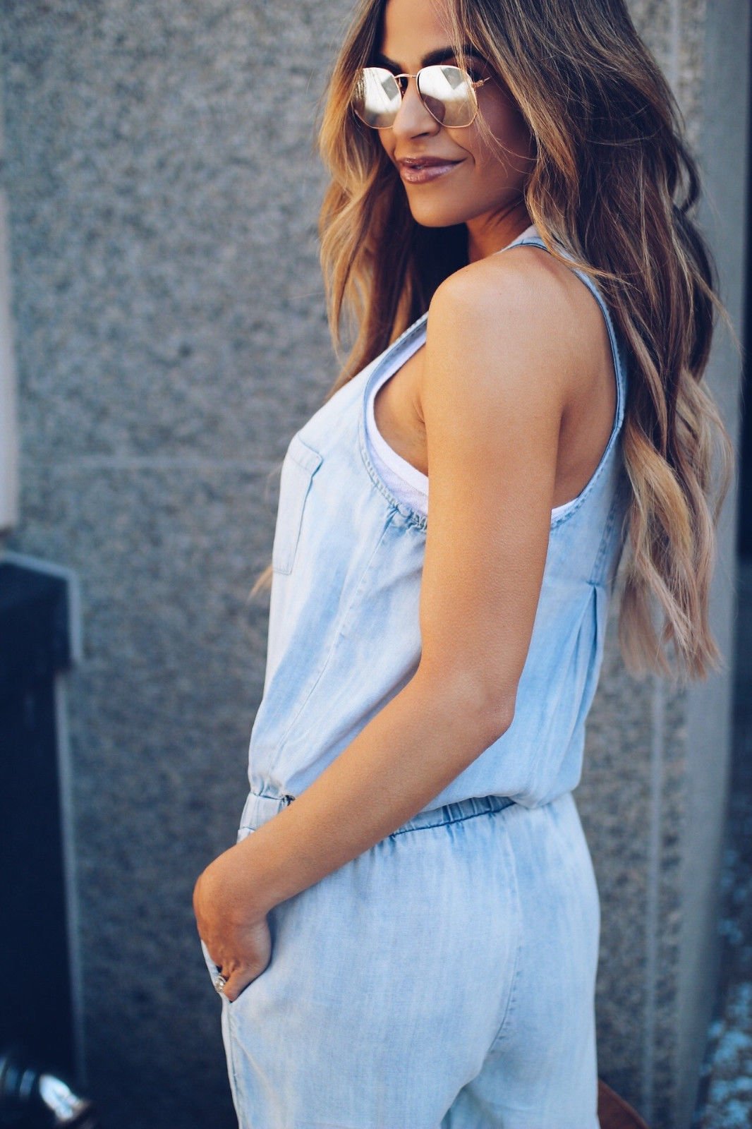 Image of Greta | Women's Sleeveless Denim Jumpsuit