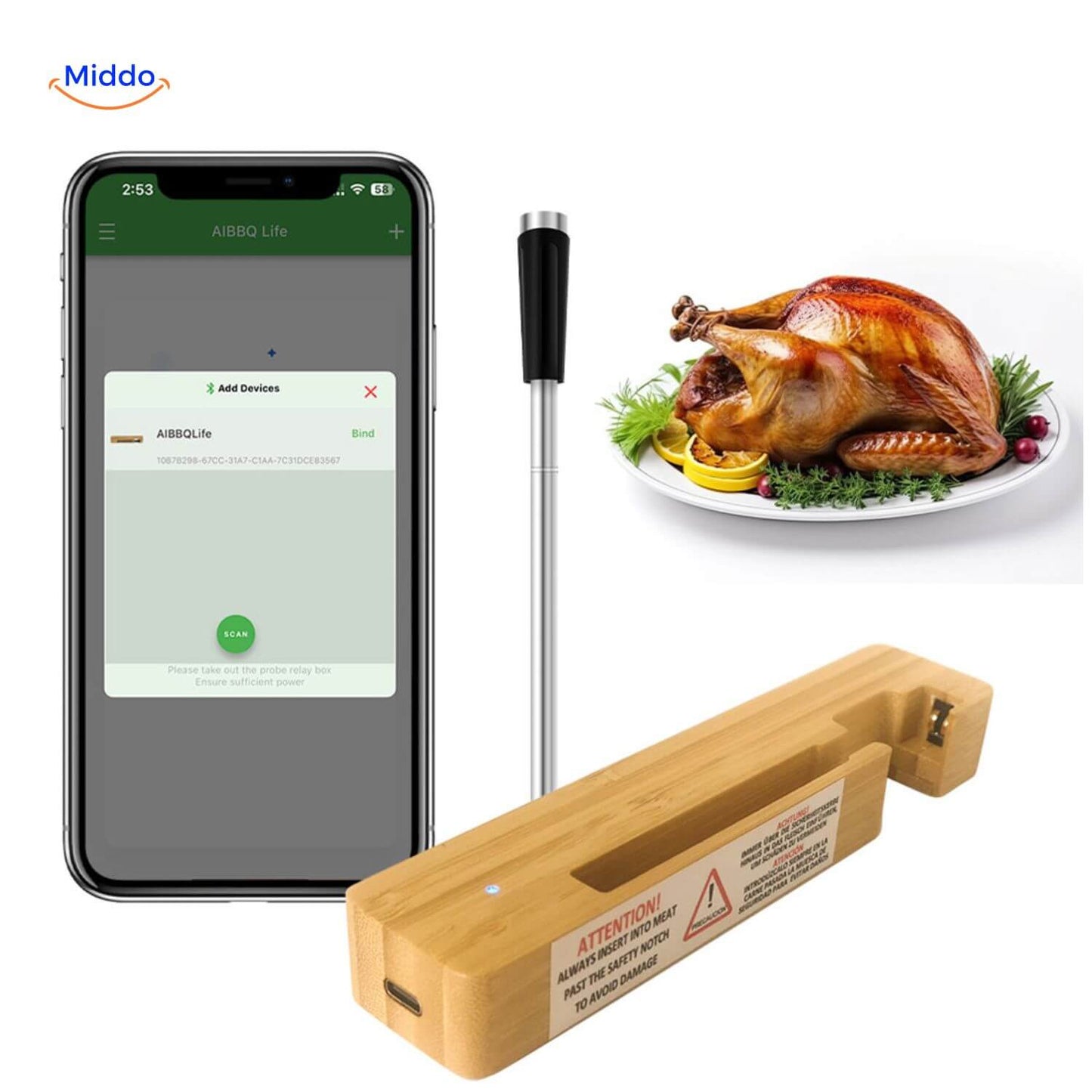 GrillGuard™ Thermo | Wireless, Waterproof & Perfectly Cooked Meat!