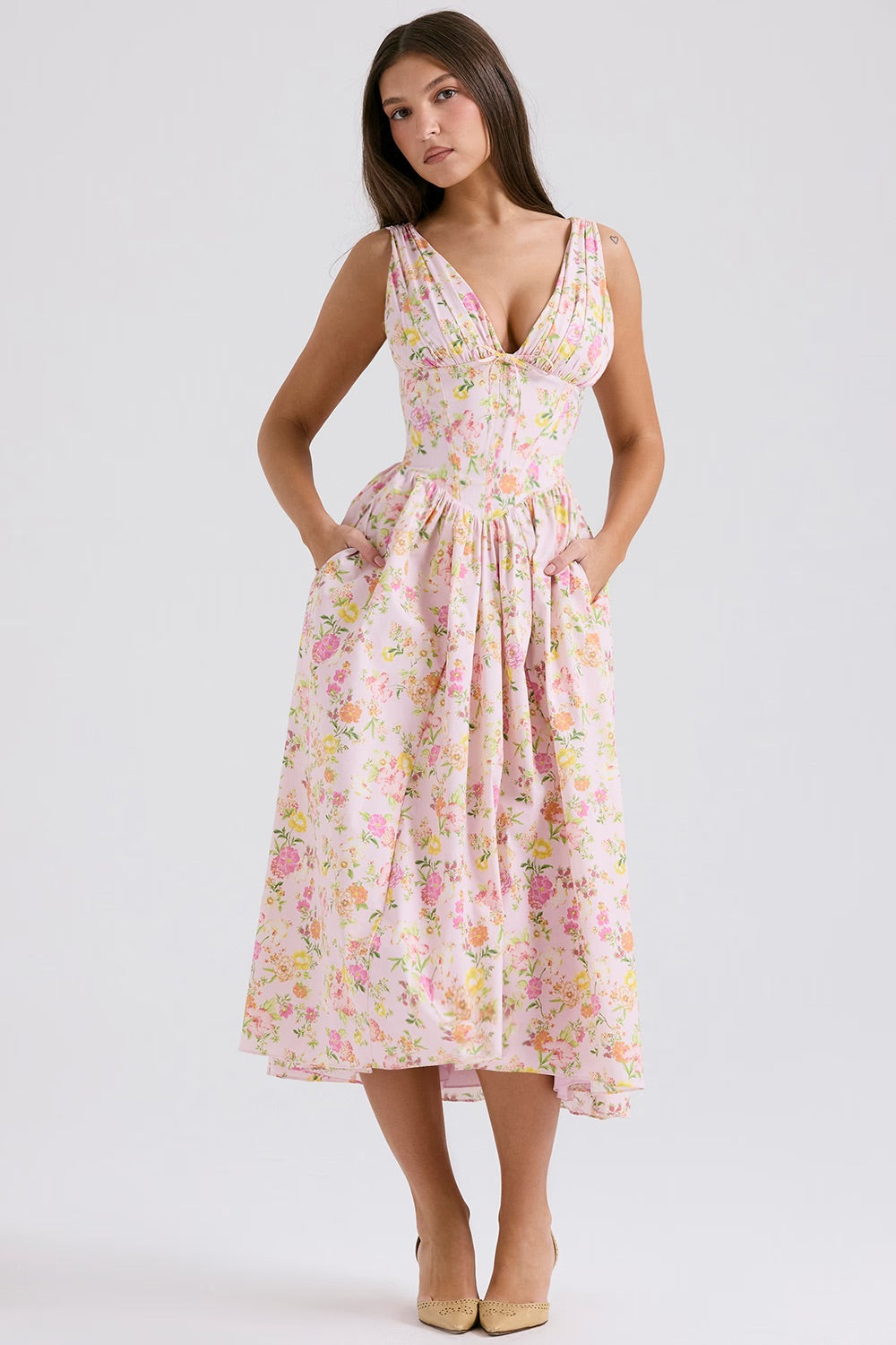 Image of Hallie | Women's Sleeveless A-Line Midi Dress
