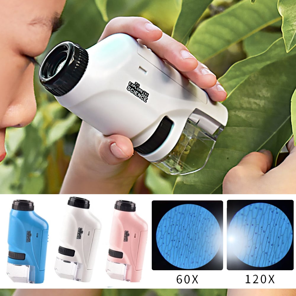 Handheld Microscope for Kids - Pink, Blue or White -