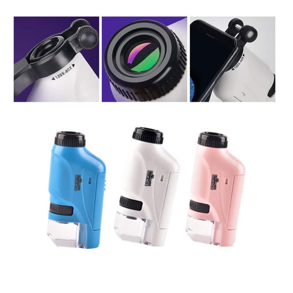 Handheld Microscope for Kids - Pink, Blue or White -