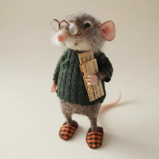 Handmade Felted Mouse Decoration in Eco-Friendly Wool - Holiday Ornament & Gift