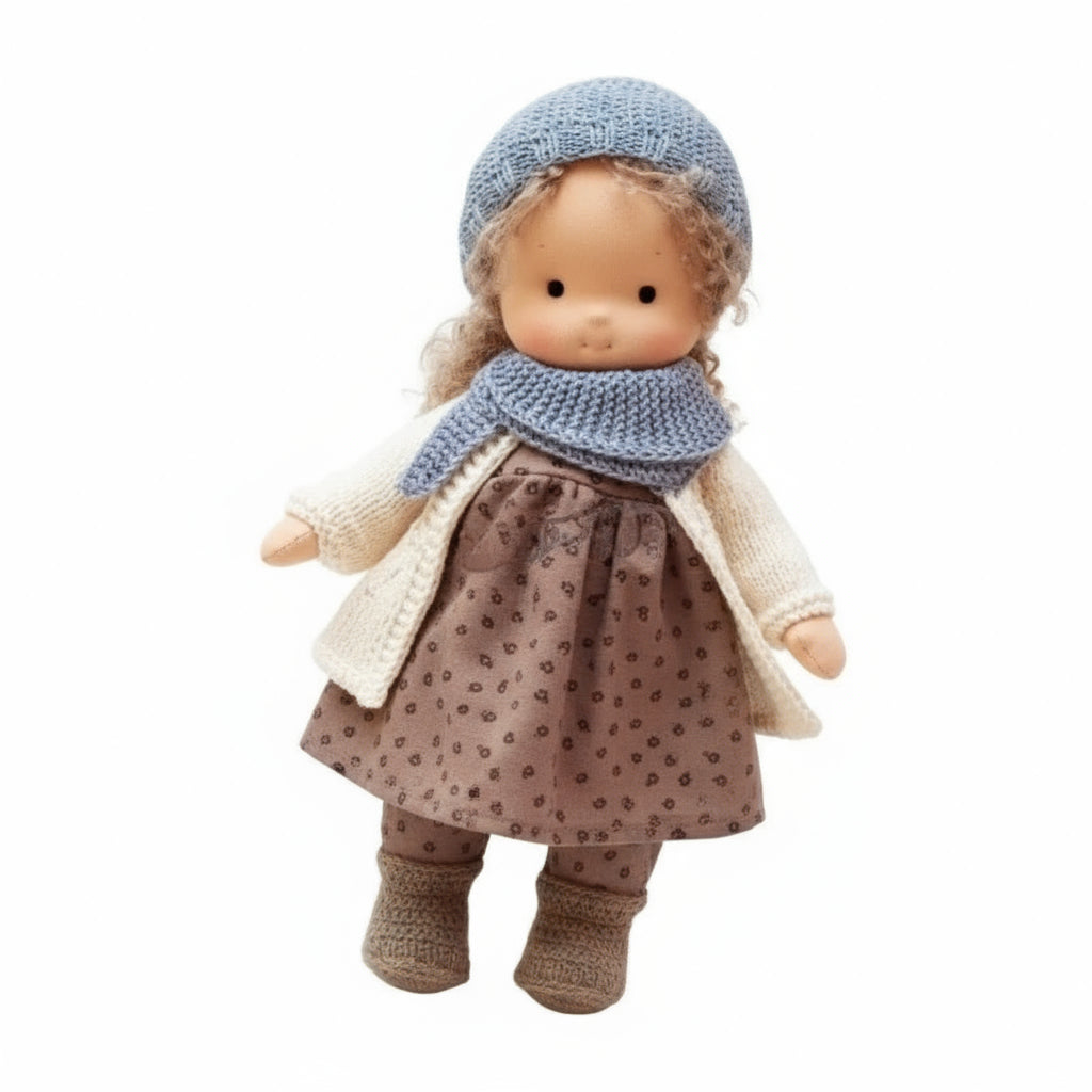 Handmade Waldorf Doll Made of Cotton 28 cm – Soft and Cute for Creative Play