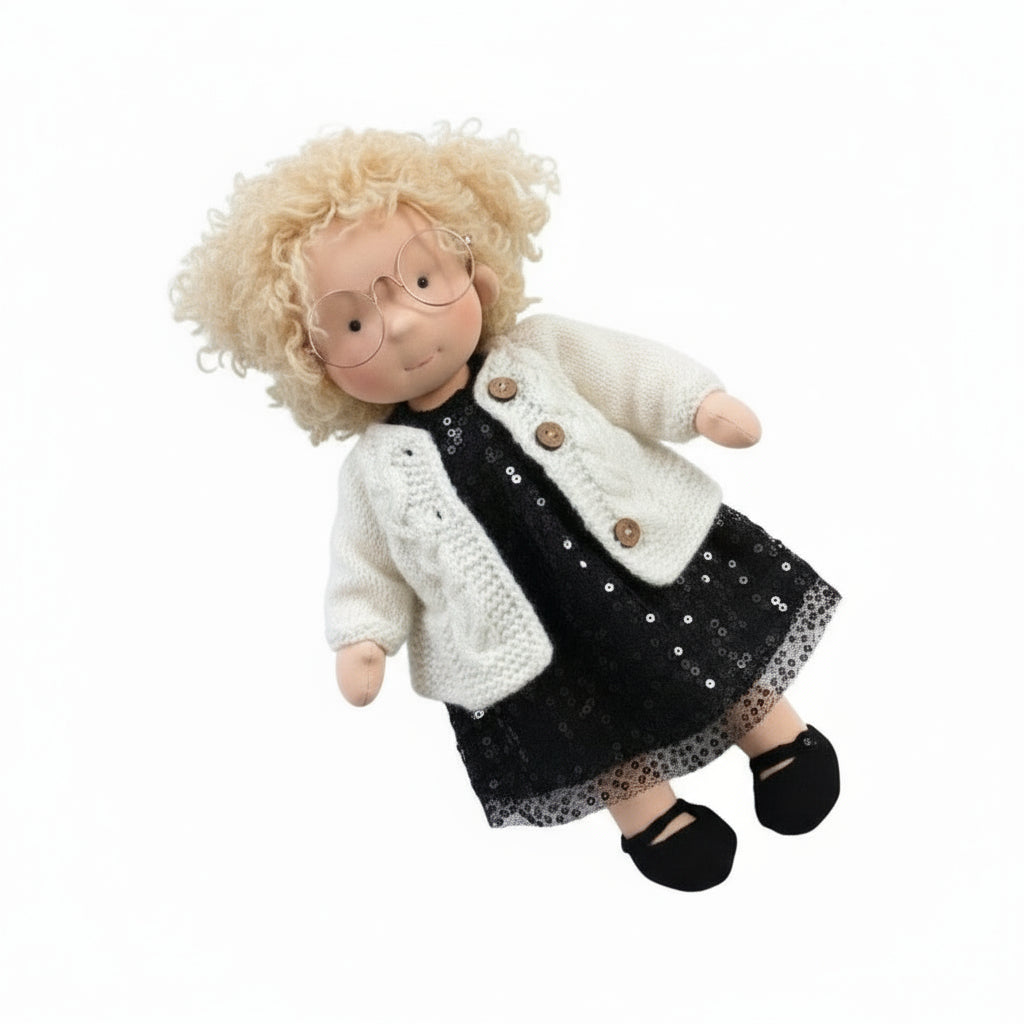 Handmade Waldorf Doll Made of Cotton 28 cm – Soft and Cute for Creative Play