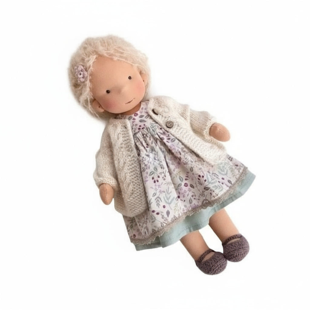 Handmade Waldorf Doll Made of Cotton 28 cm – Soft and Cute for Creative Play