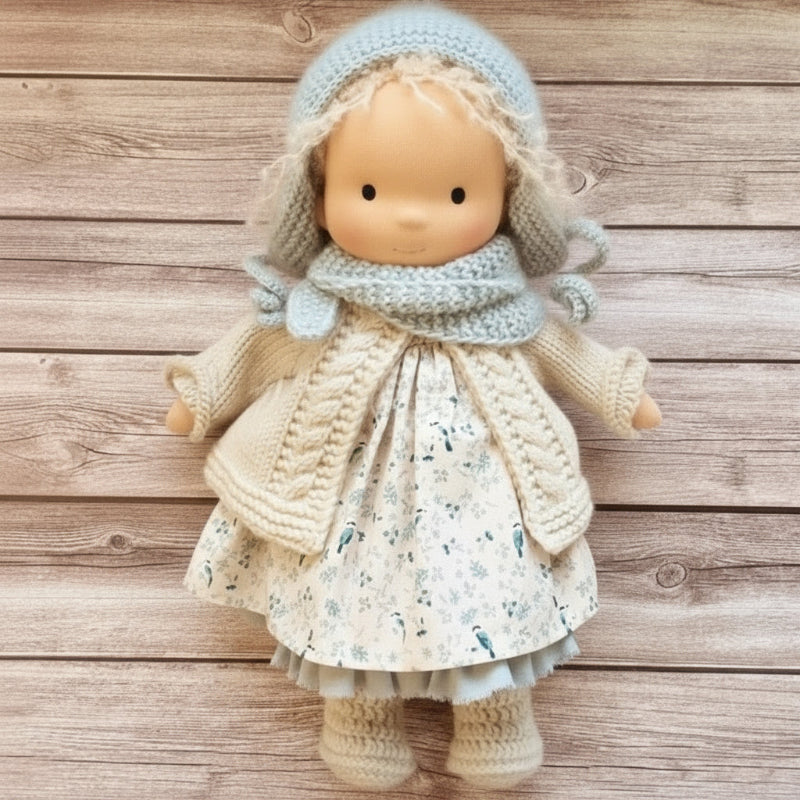 Handmade Waldorf Doll Made of Cotton 28 cm – Soft and Cute for Creative Play