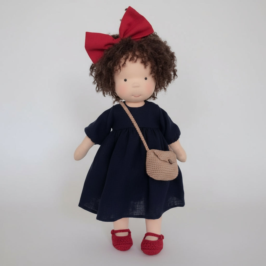 Handmade Waldorf Doll Made of Cotton 28 cm – Soft and Cute for Creative Play