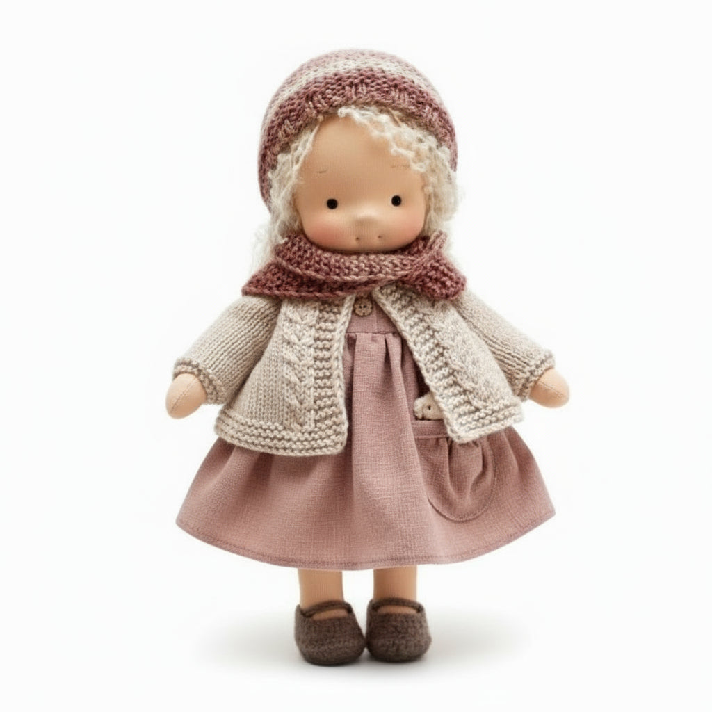 Handmade Waldorf Doll Made of Cotton 28 cm – Soft and Cute for Creative Play