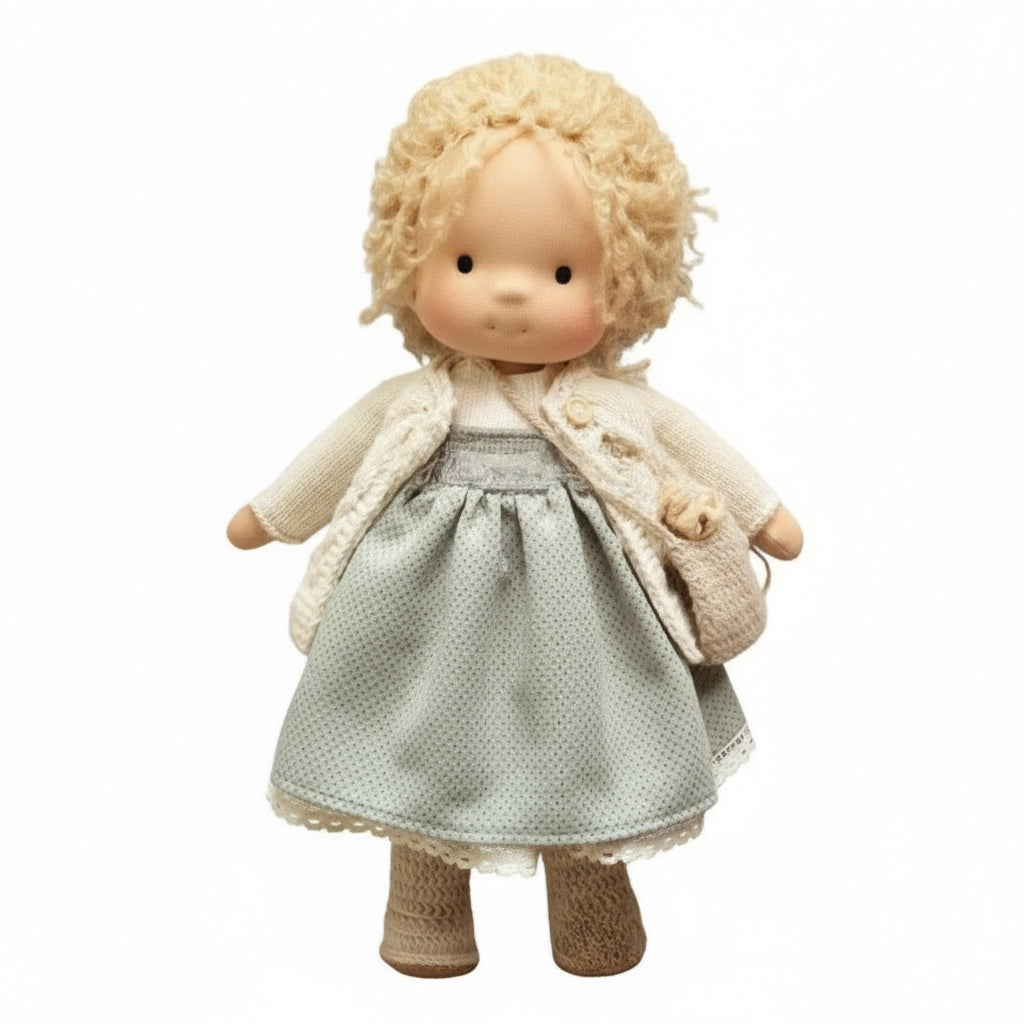 Handmade Waldorf Doll Made of Cotton 28 cm – Soft and Cute for Creative Play