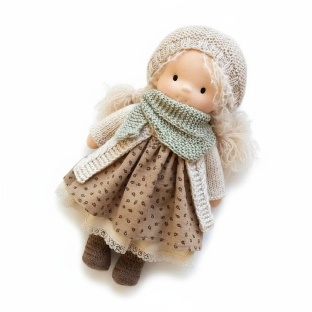 Handmade Waldorf Doll Made of Cotton 28 cm – Soft and Cute for Creative Play
